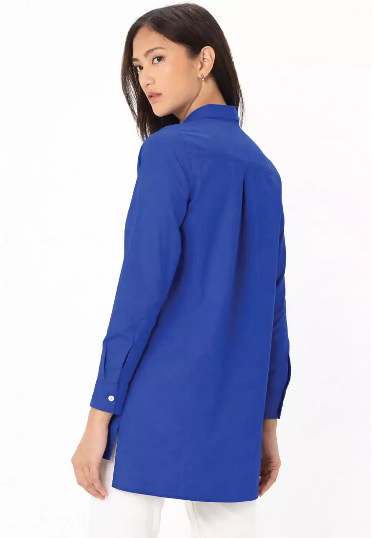 Women's Stretch Oxford Acute Collar Long Sleeve Shirt