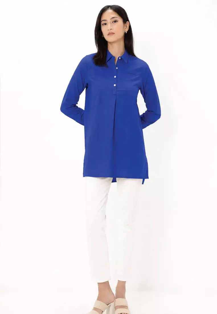 Women's Stretch Oxford Acute Collar Long Sleeve Shirt