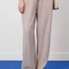 Women's Linen Viscose Elastic Waist Wide Leg Pants