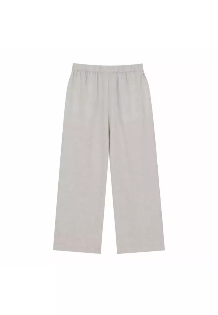 Women's Linen Viscose Elastic Waist Wide Leg Pants