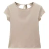 Korea Collection Women's Tie-Back Cut-Out Short Sleeve Tee