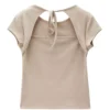 Korea Collection Women's Tie-Back Cut-Out Short Sleeve Tee