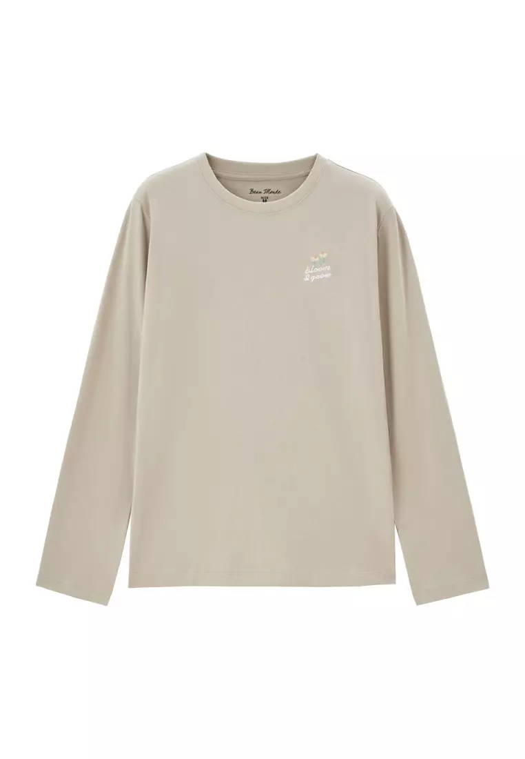 giordano-2704-3600844-2 Women's Cotton Embroidery Long Sleeve Tee