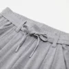 giordano-2750-1657154-4 Women's Ribbed Knit Drawstring Pleated Wide Leg Pants