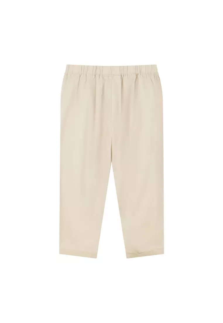 giordano-4504-2425254-2 Women's Elastic Waist Relax Cropped Pants