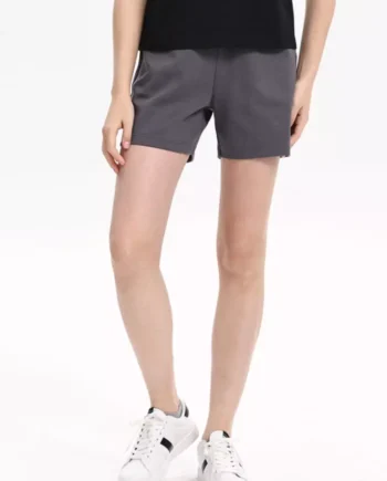 giordano-4558-9395764-1 Women's Elastic Waist Drawstring Knit Shorts