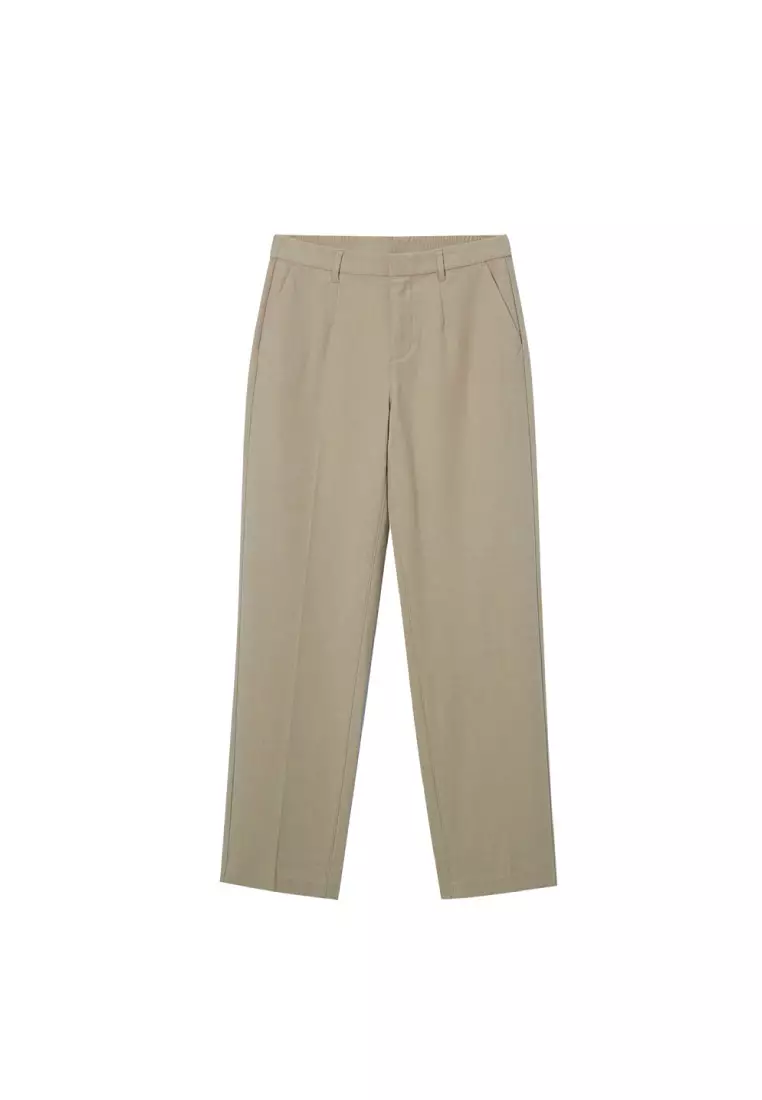 Women's Elastic Waist Regular Tapered Suit Pants