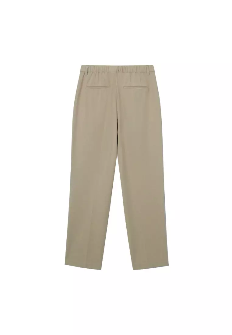 Women's Elastic Waist Regular Tapered Suit Pants