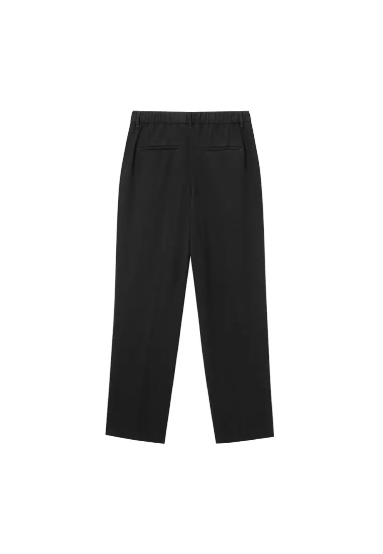 Women's Stretch Twill Elastic Waist Regular Tapered Suit Pants