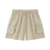 Korea Collection Women's Nylon Cargo Pockets Elastic Waist Shorts