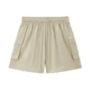 Korea Collection Women's Nylon Cargo Pockets Elastic Waist Shorts