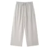 giordano-5936-7577944-1 Women's Linen Viscose Wide Leg Drawstring Pants