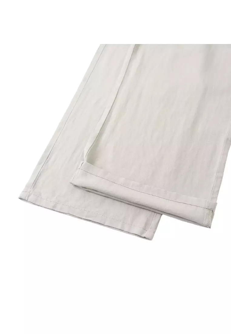 giordano-5937-7577944-5 Women's Linen Viscose Wide Leg Drawstring Pants