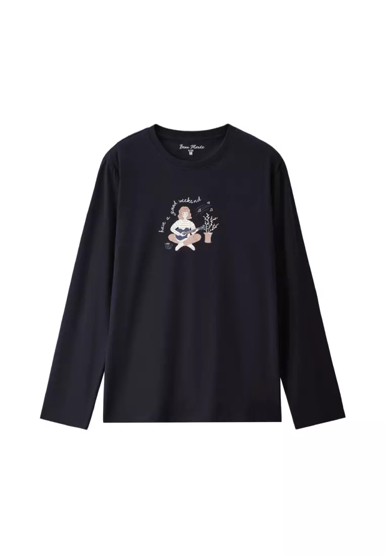 giordano-6913-2577554-2 Women's Cotton Long Sleeve Print Tee