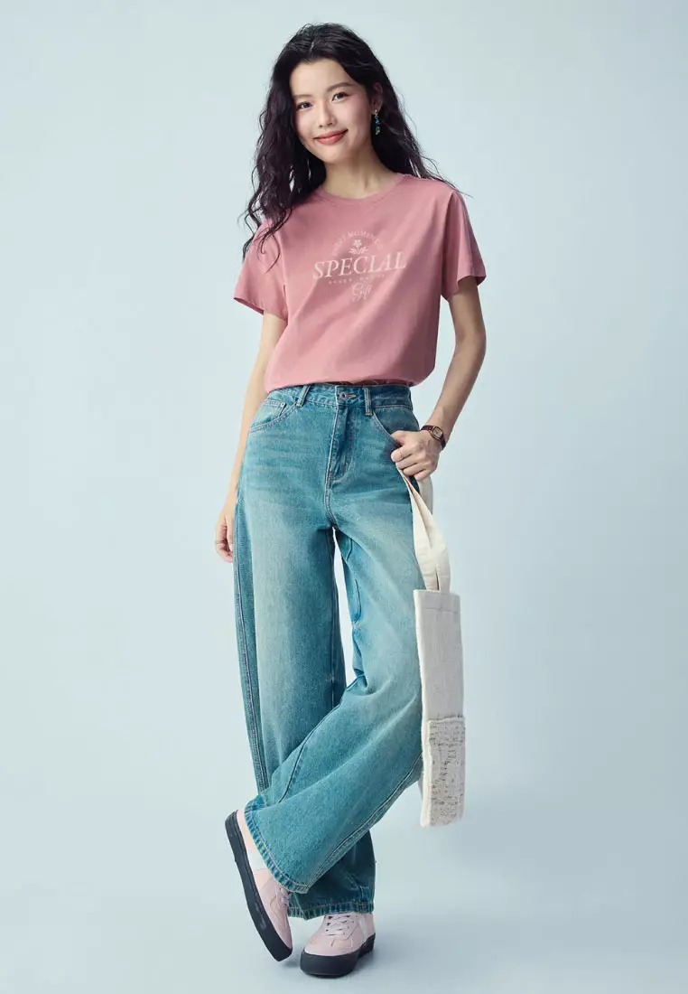 giordano-7792-5669064-3 Women's Cotton Short Sleeve Print Tee