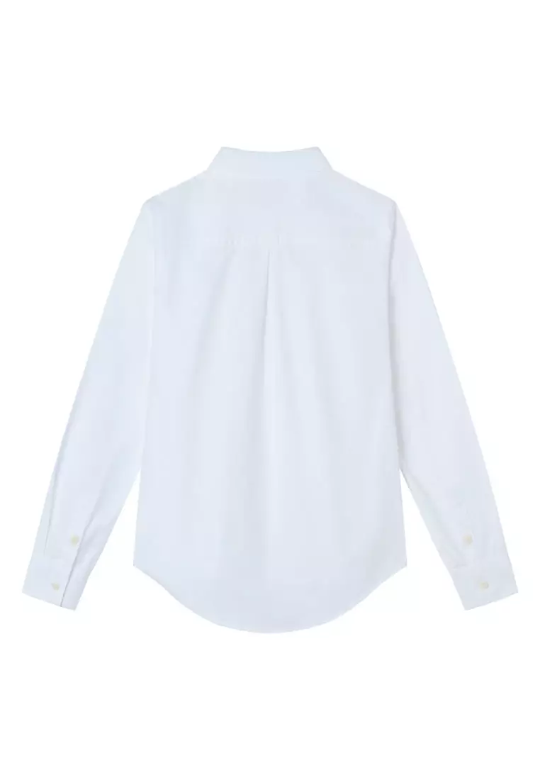 Women's Stretchy Oxford Slim Embroidery Long Sleeve Shirt