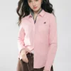 Women's Cotton Oxford Slim Embroidery Long Sleeve Shirt