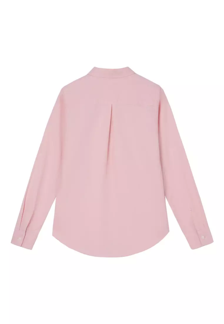 Women's Cotton Oxford Slim Embroidery Long Sleeve Shirt