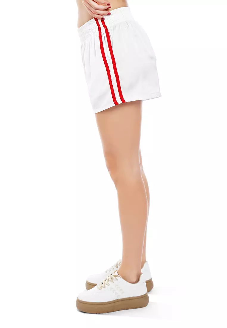Striped Spice Shorts In White
