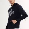 Mens Biker Print Rubber Print Cotton Relaxed Fit Hoodie
