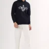 Mens Biker Print Rubber Print Cotton Relaxed Fit Hoodie