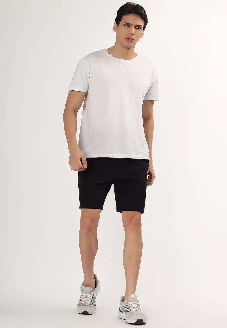 Mens Black Cotton Pocket Shorts with Drawcord