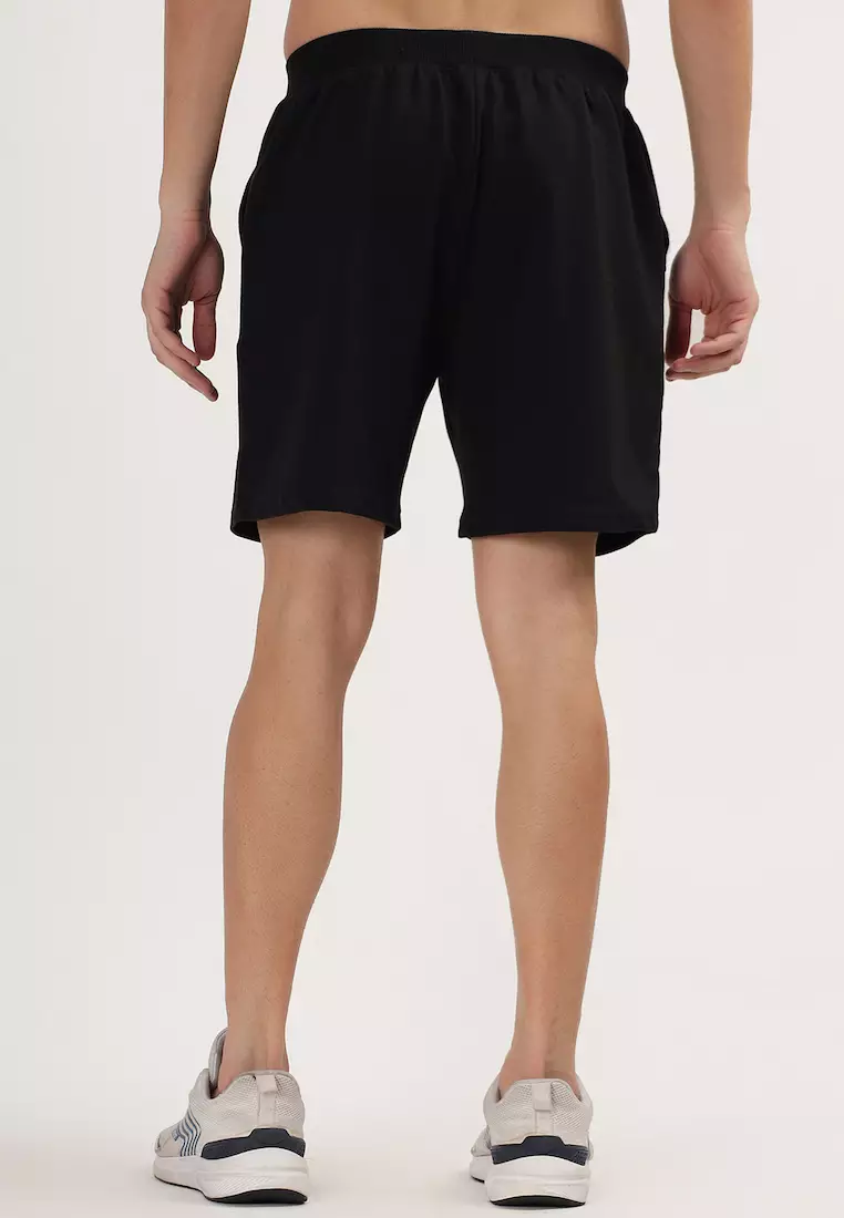 Mens Black Cotton Pocket Shorts with Drawcord