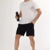 Mens Black Cotton Pocket Shorts with Drawcord