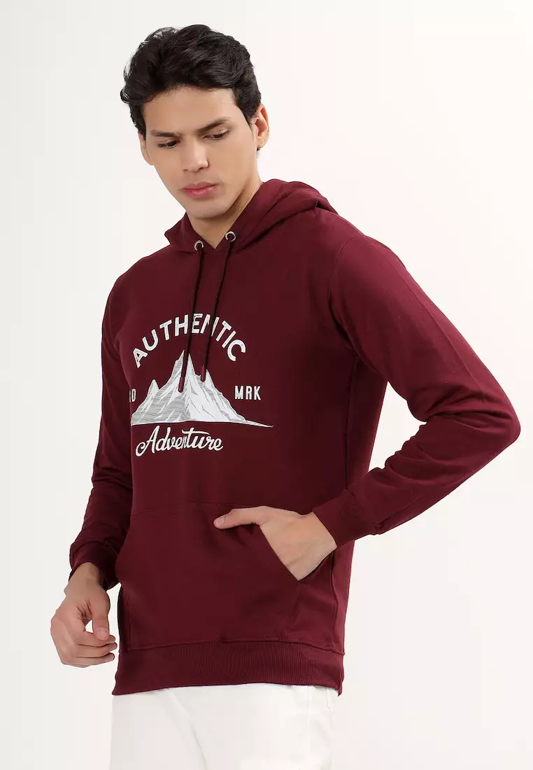 Mens Authentic Rubber Print Cotton Relaxed Fit Hoodie