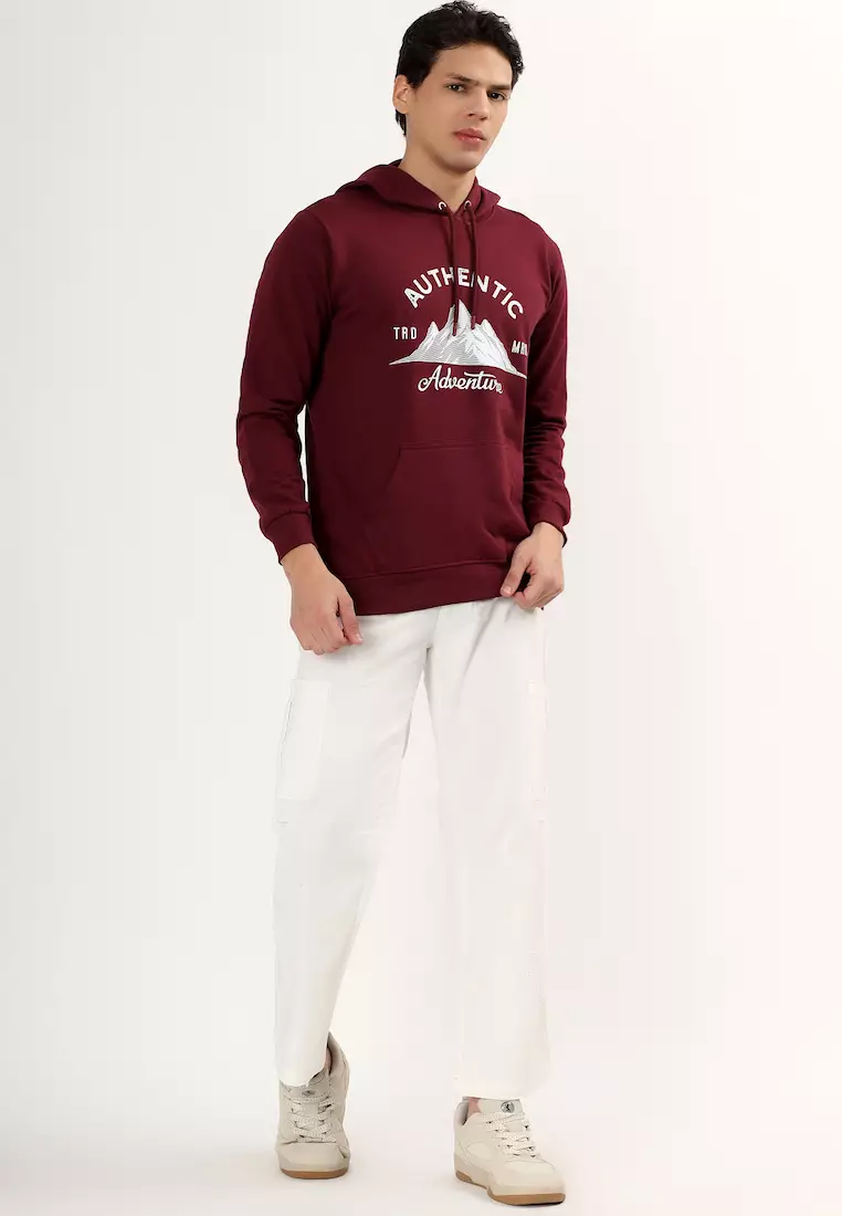 Mens Authentic Rubber Print Cotton Relaxed Fit Hoodie