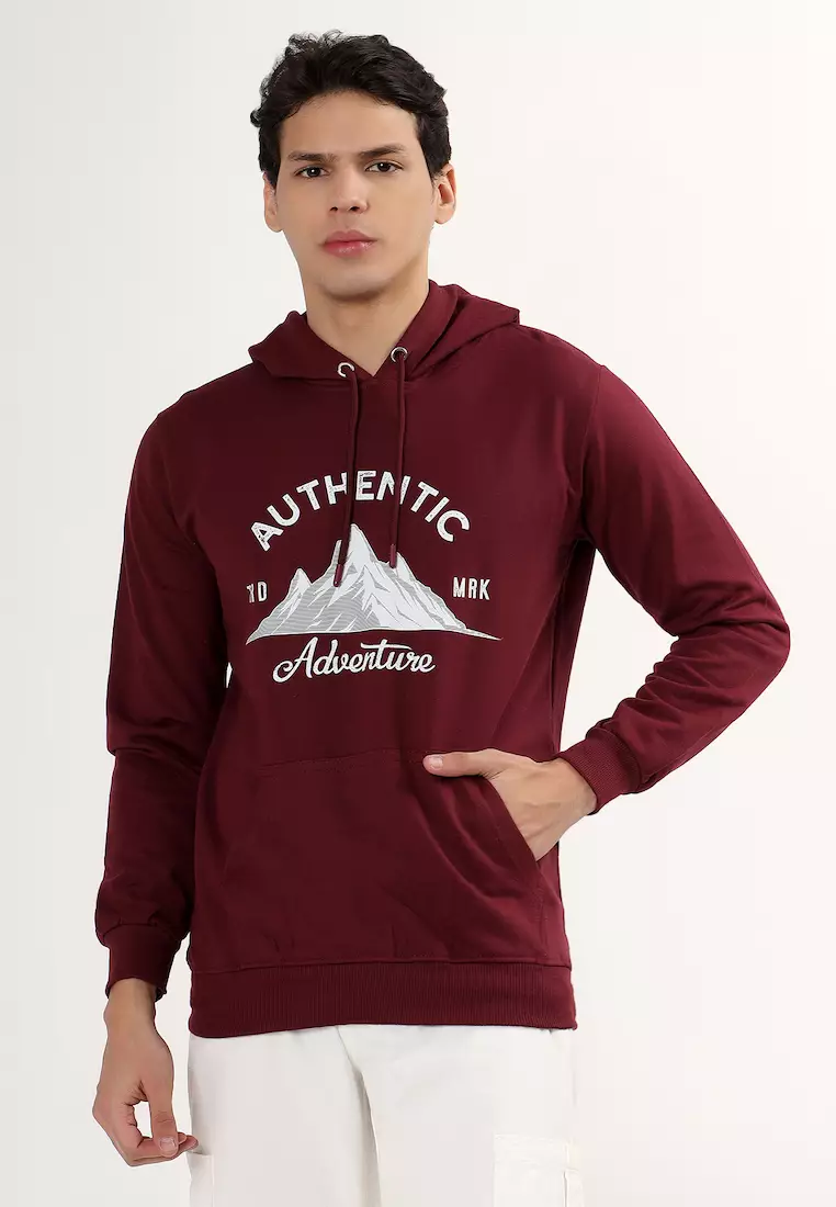 Mens Authentic Rubber Print Cotton Relaxed Fit Hoodie