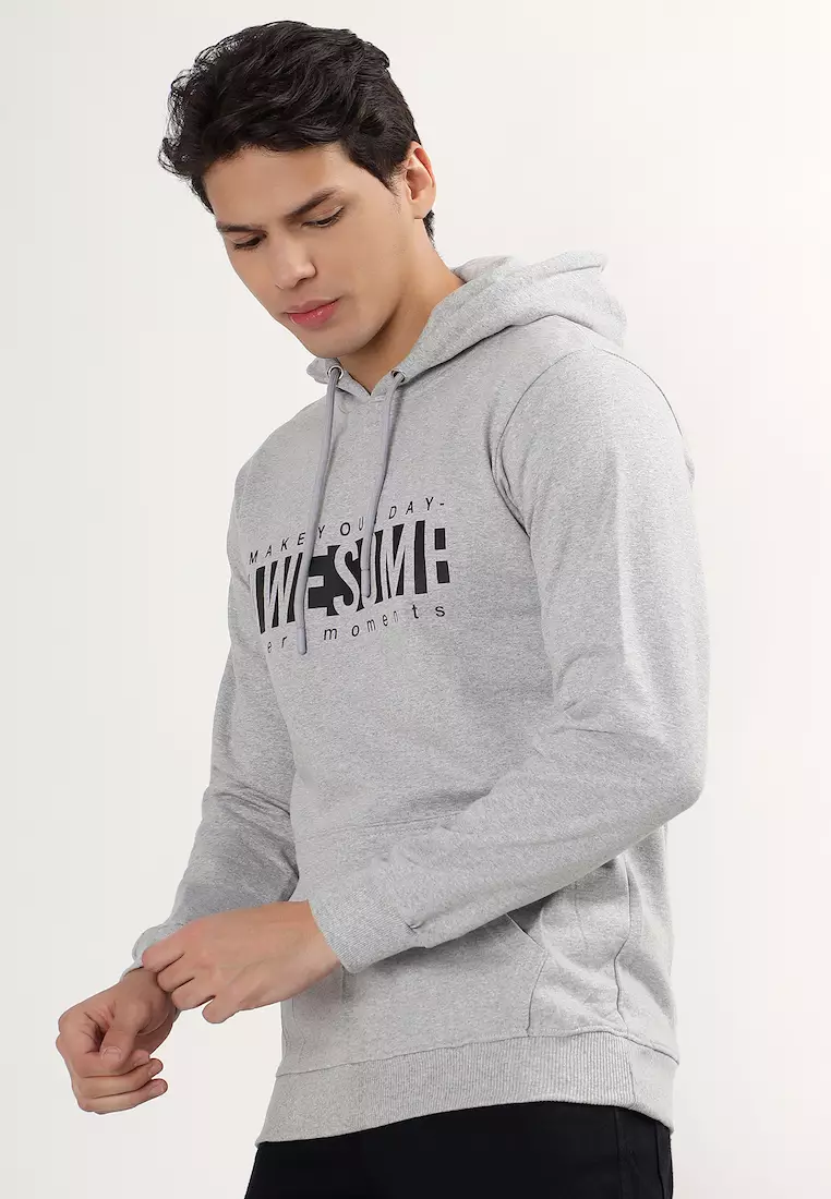 Mens Awesome Moment Rubber Print Cotton Relaxed Fit Hoodie