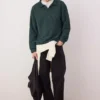 Petrol Green New Oversized /Wide Cut Polo Neck Thick Snap Fastener Sweatshirt