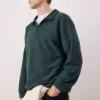 Petrol Green New Oversized /Wide Cut Polo Neck Thick Snap Fastener Sweatshirt