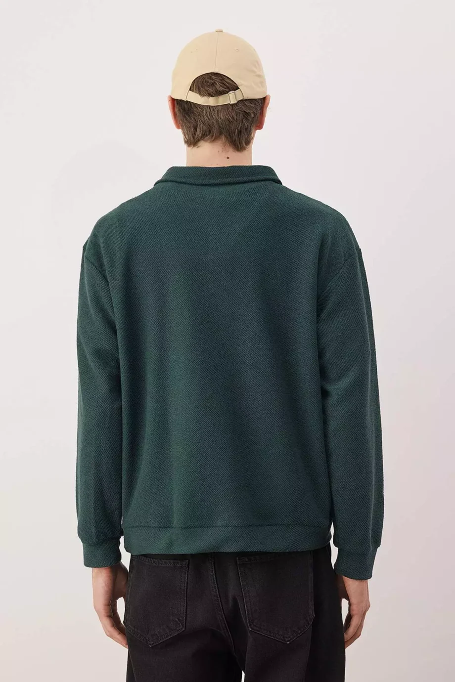 Petrol Green New Oversized /Wide Cut Polo Neck Thick Snap Fastener Sweatshirt