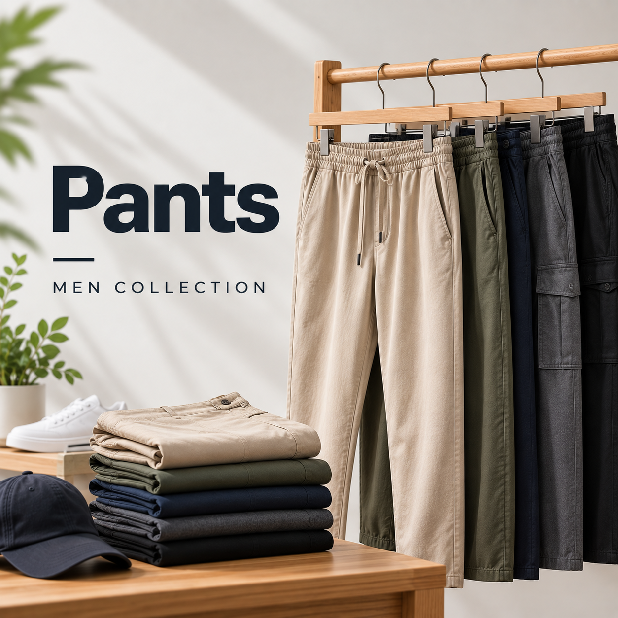 Korea Collection Men's Elastic Waist Cargo Pants